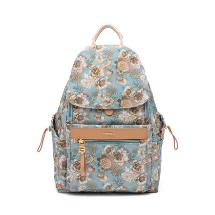 Beside U Floral Printed Backpack - Blue Green