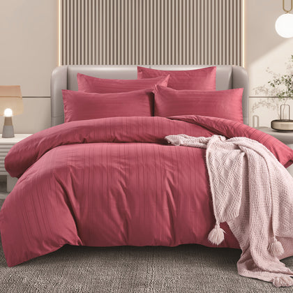 BOUNTIFULIVING 100% Combed Cotton Jaquard Sateen Bed Set - D1006