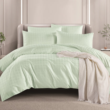 BOUNTIFULIVING 100% Combed Cotton Jaquard Sateen Bed Set - J2006