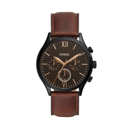 Fossil 44mm Fenmore Multifunction Brown Leather Watch