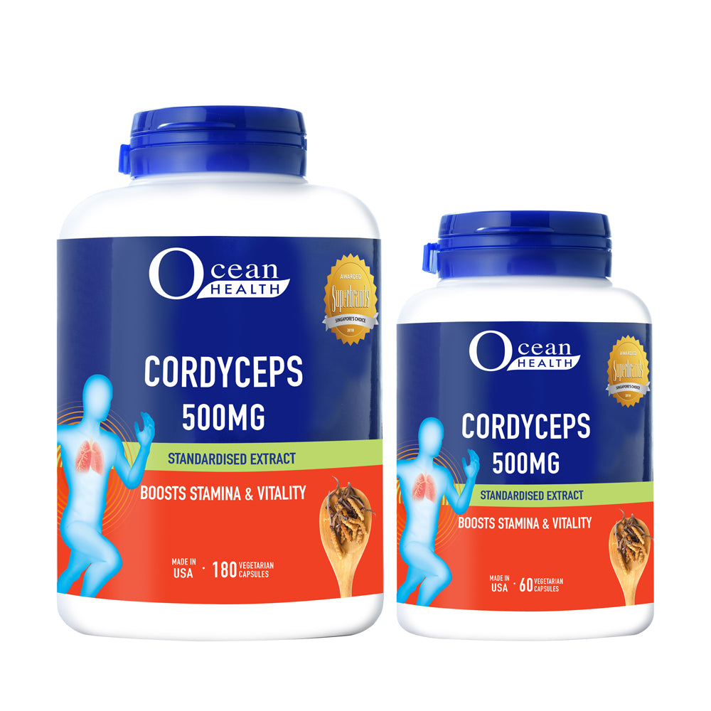 Ocean Health Cordyceps 500mg 180 + 60 Vegetarian Capsules - Bundle of 2