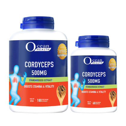 Ocean Health Cordyceps 500mg 180 + 60 Vegetarian Capsules - Bundle of 2