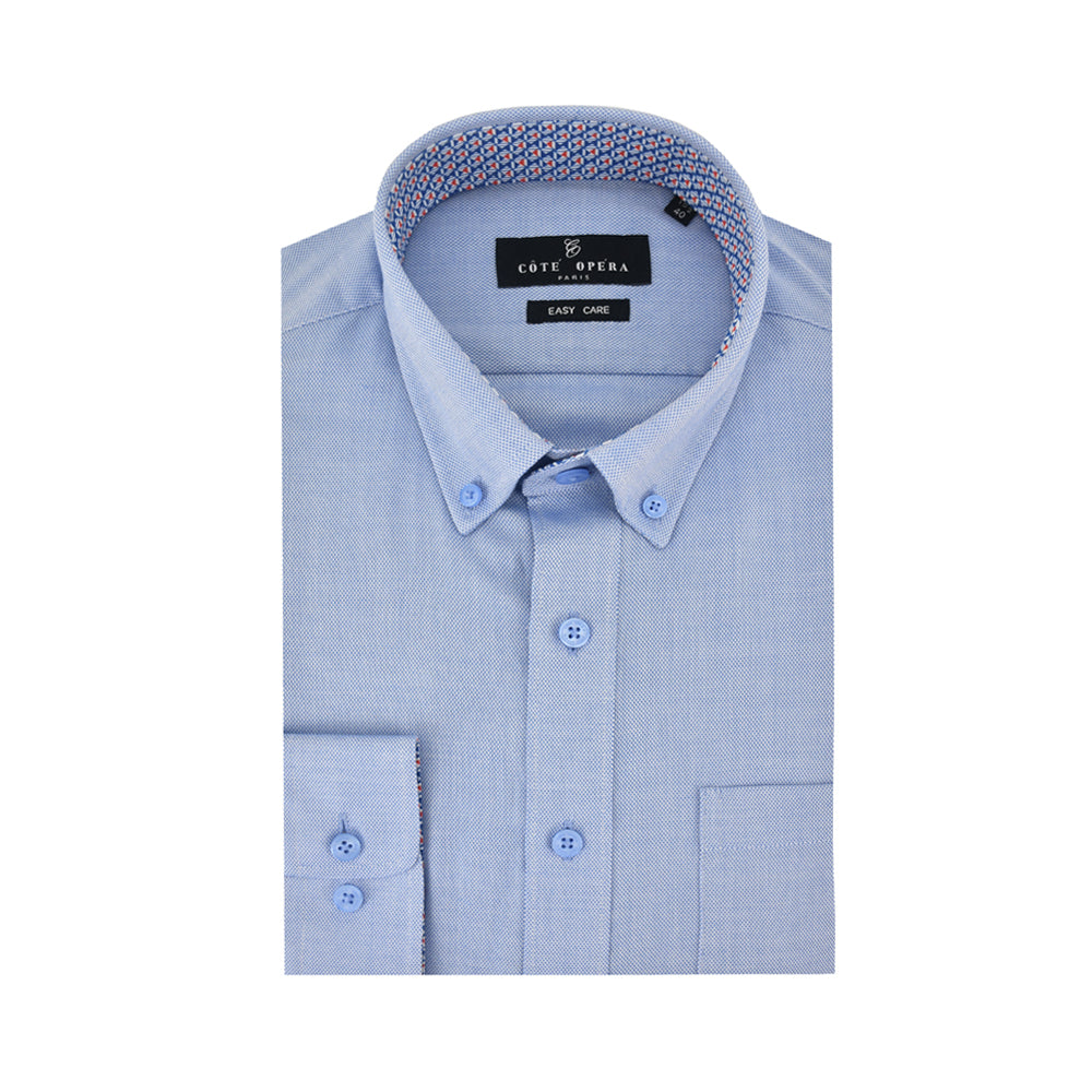 Cote Opera Long-Sleeved Cotton Blend Shirt - Blue