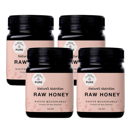 Nature's Nutrition Raw Honey 1kg - Bundle of 4