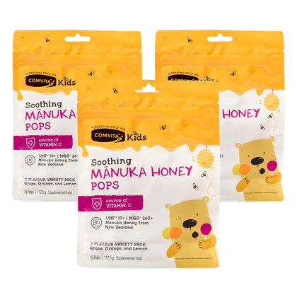COMVITA Kids Manuka Honey Soothing Pops UMF 10+ 15 pops - Bundle of 3