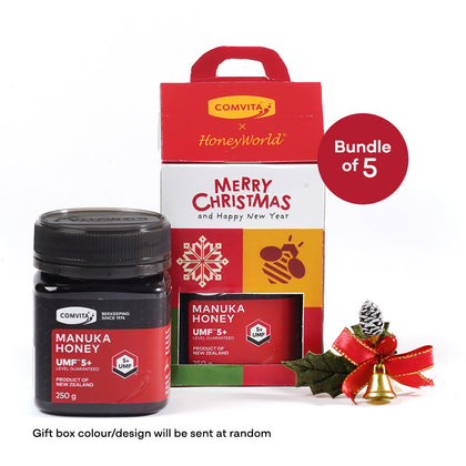 COMVITA Manuka Honey UMF 5+ 250g + FREE Gift Box - Bundle of 5