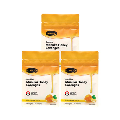 COMVITA Manuka Honey Lozenges Lemon & Honey 12's (Buy 2 Free 1)