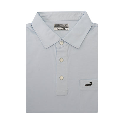 Crocodile 100% Cotton Mercerized Short-Sleeved Polo  - Blue