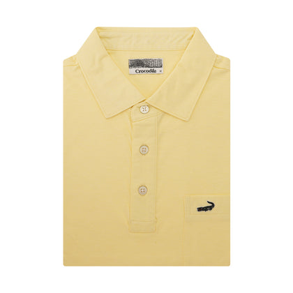 Crocodile 100% Cotton Mercerized Short-Sleeved Polo  - Yellow