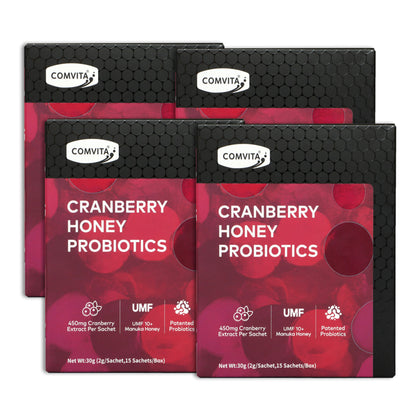 COMVITA Cranberry Probiotics Manuka Honey Drink 15 x 2g - Bundle of 4