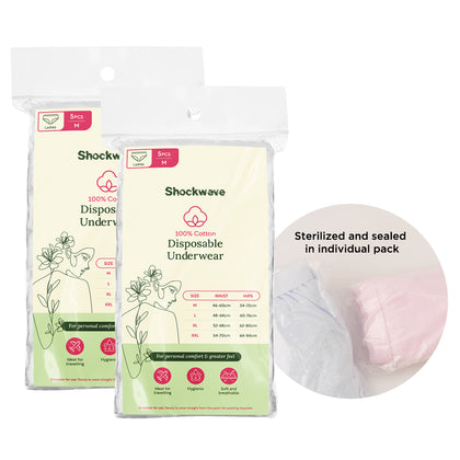 [Bundle of 2] Shockwave 100% Cotton Disposable Underwear (5-pc Pack) - Assorted