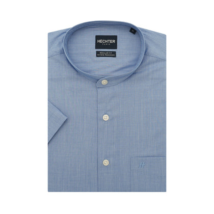 Hechter Wrinkle Free Mandarin Collar Short-Sleeved Shirt (DRCSR2123) - Blue