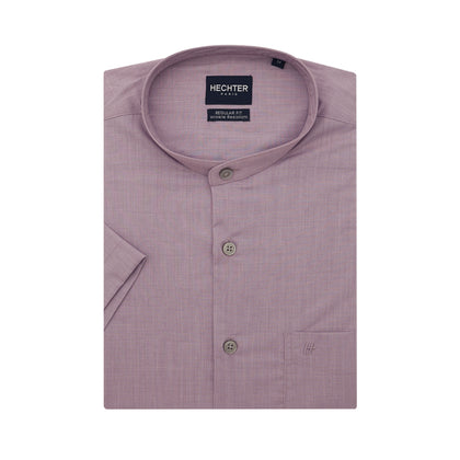 Hechter Wrinkle Free Mandarin Collar Short-Sleeved Shirt (DRCSR2123) - Purple