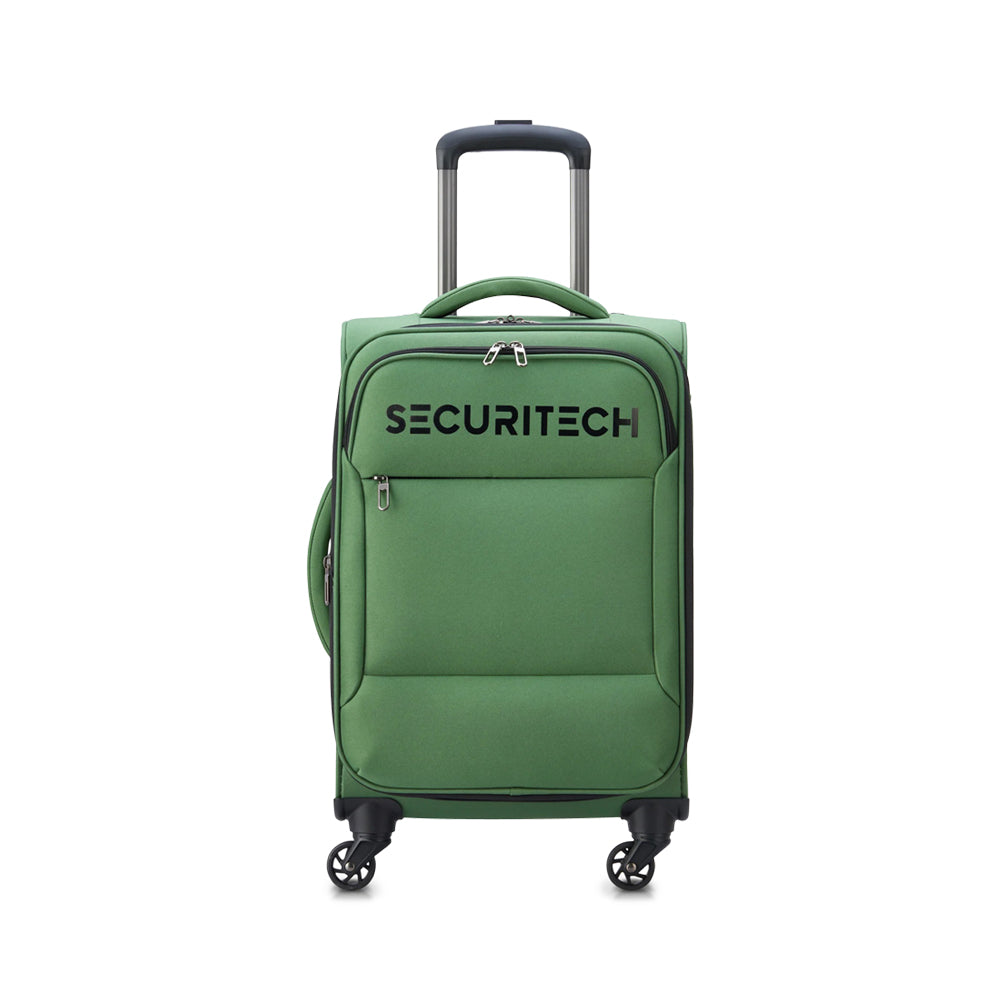 Delsey Paris Securitech Vanguard 55cm 4 Double Wheels Expandable Cabin Soft Trolley Case - Green