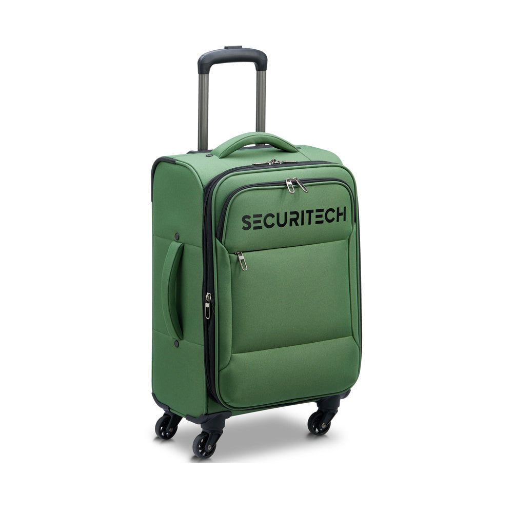 Delsey Paris Securitech Vanguard 55cm 4 Double Wheels Expandable Cabin Soft Trolley Case - Green