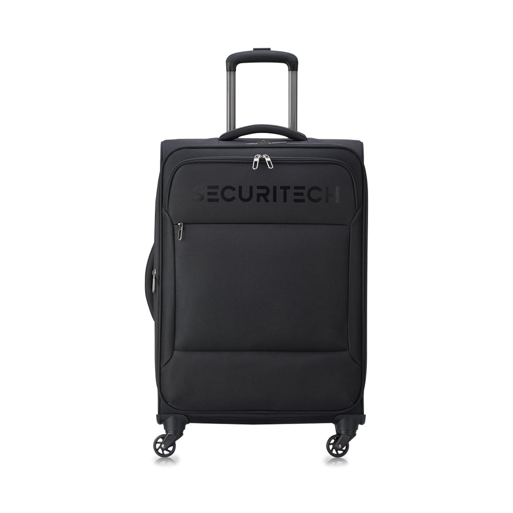 Delsey Paris Securitech Vanguard 76cm 4 Double Wheels Expandable Cabin Soft Trolley Case - Black