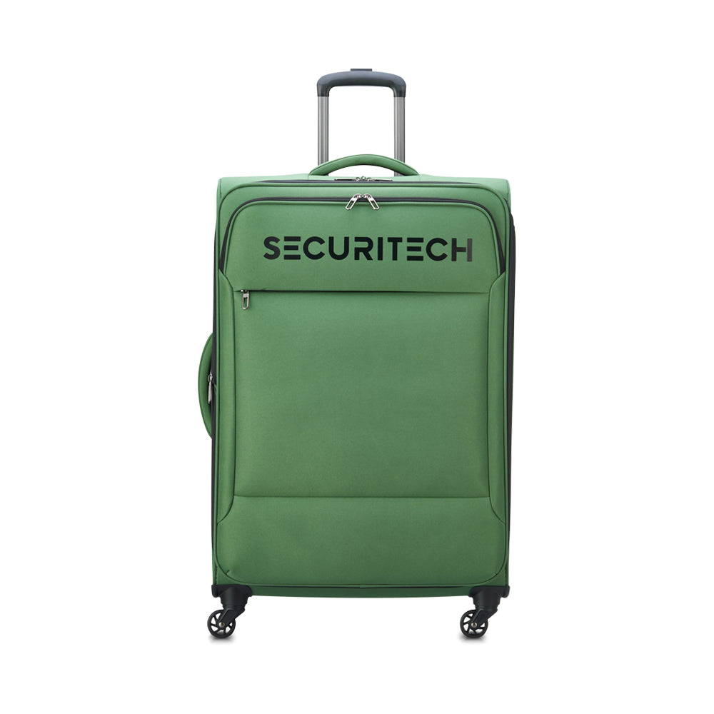 Delsey Paris Securitech Vanguard 76cm 4 Double Wheels Expandable Cabin Soft Trolley Case - Green