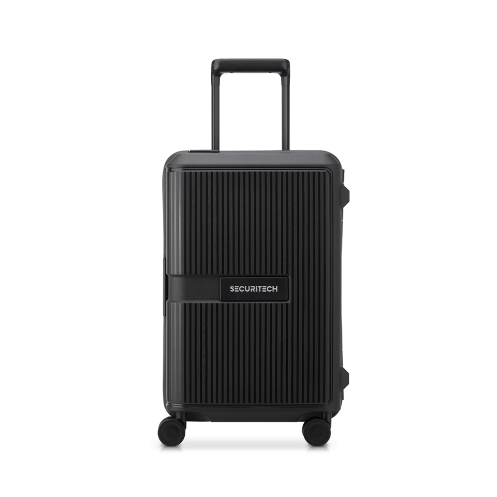 Delsey Paris Securitech Stone 55cm 4 Double Wheels Clip Cabin Trolley Case (Light Weight) - Black