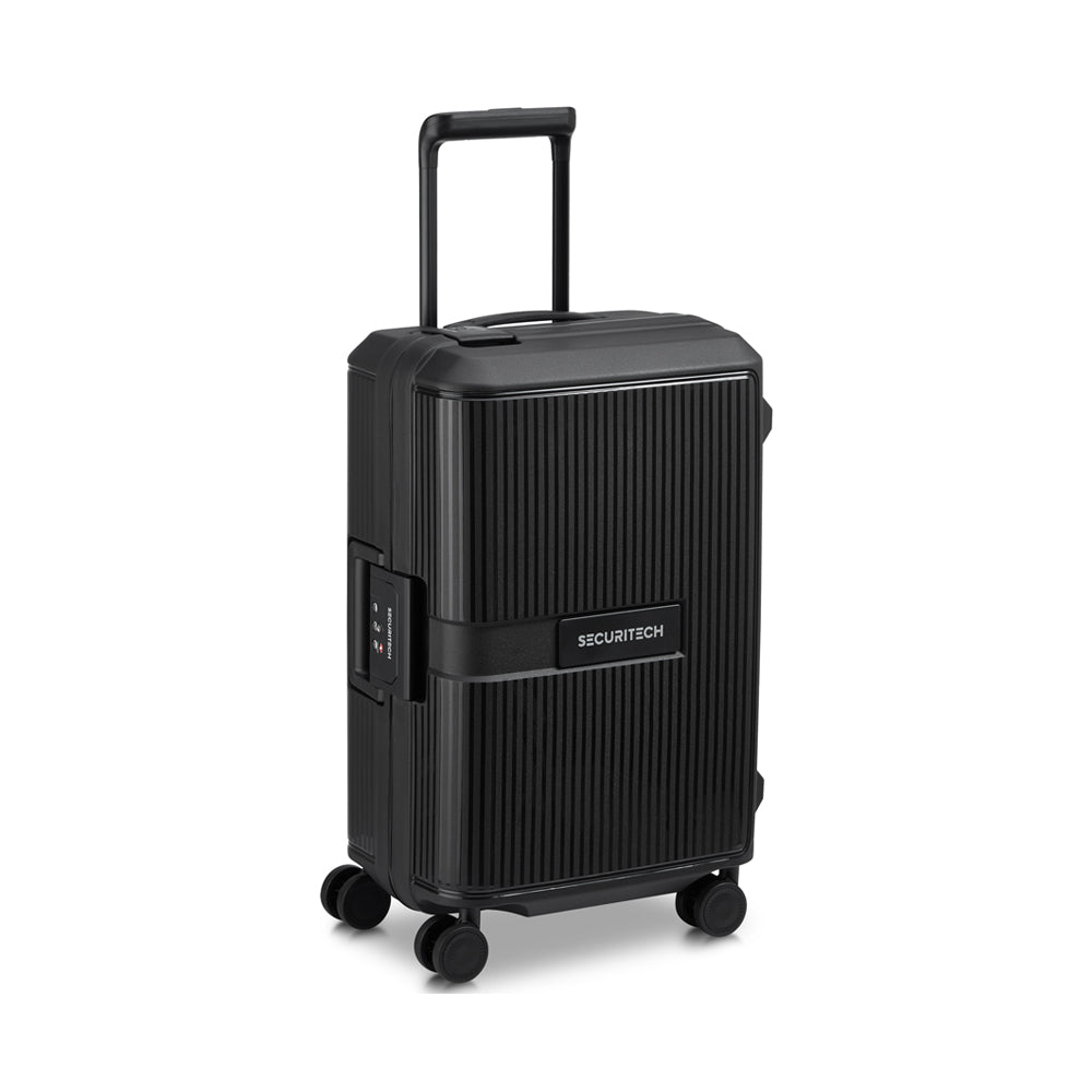 Delsey Paris Securitech Stone 55cm 4 Double Wheels Clip Cabin Trolley Case (Light Weight) - Black