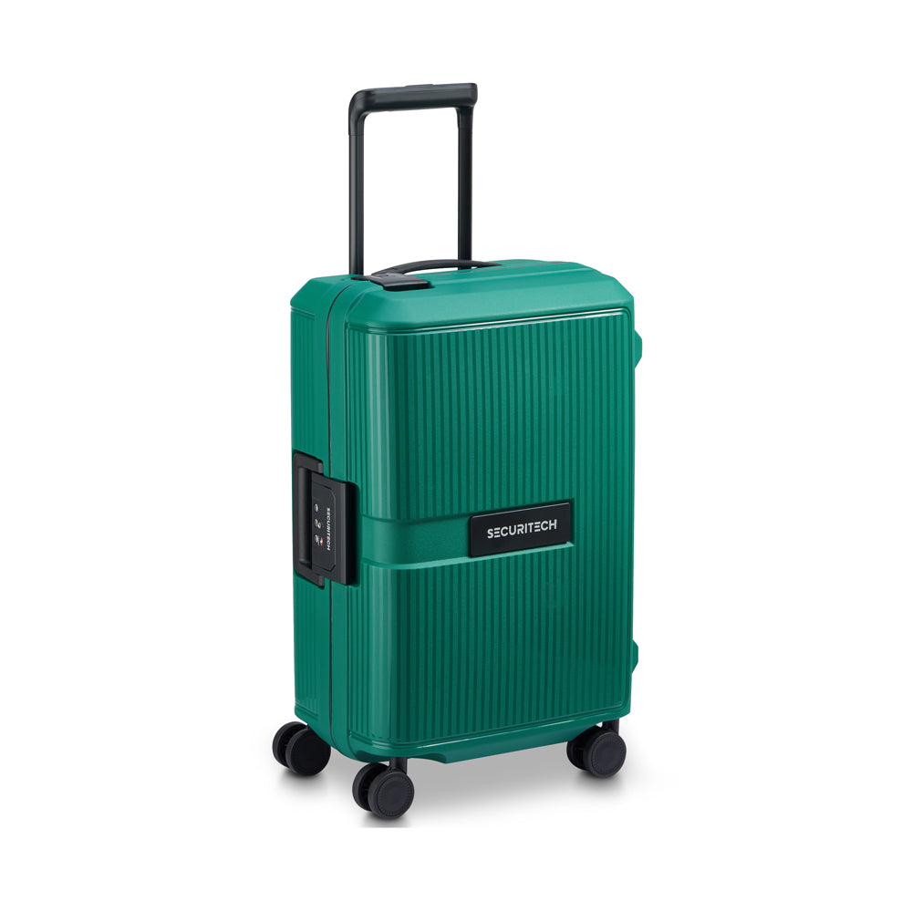 Delsey Paris Securitech Stone 55cm 4 Double Wheels Clip Cabin Trolley Case (Light Weight) - Green