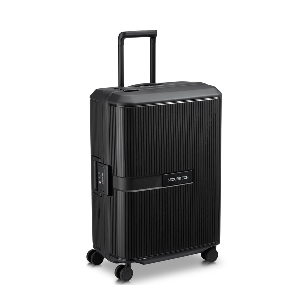 Delsey Paris Securitech Stone 66cm 4 Double Wheels Clip Trolley Case (Light Weight) - Black