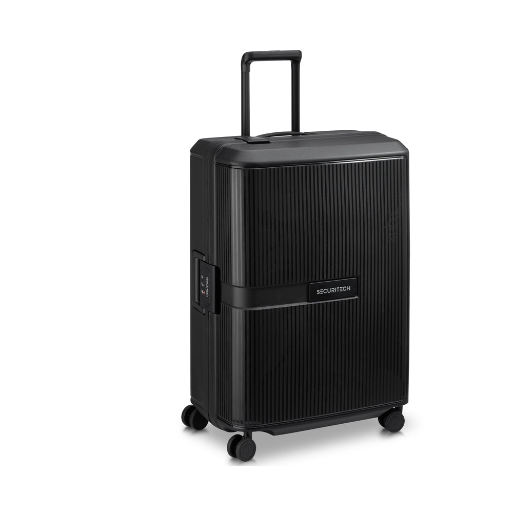 Delsey Paris Securitech Stone 76cm 4 Double Wheels Clip Trolley Case (Light Weight) - Black