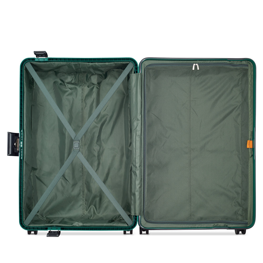 Delsey Paris Securitech Stone 76cm 4 Double Wheels Clip Trolley Case (Light Weight) - Green