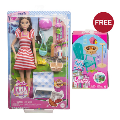 Barbie Pink Passport Paris Doll + FREE Furniture