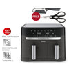 Tefal Dual Easy Fry & Grill Air Fryer + Free Comfory 12cm Santoku Knife & 21cm Comfort Kitchen Shears