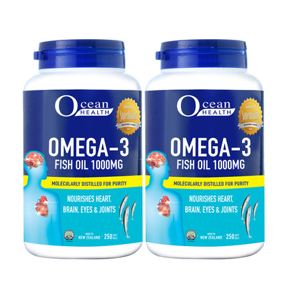 Ocean Health Omega-3 Fish Oil 1000mg 250 Softgels - Bundle of 2