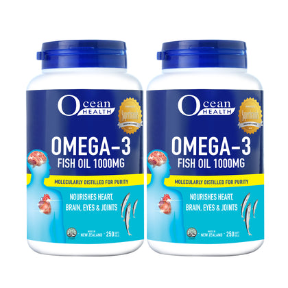 Ocean Health Omega 3 Fish Oil 1000mg 250 Softgels - Bundle of 2