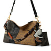 FION Monogram Latte PVC with Leather Crossbody and Shoulder Bag - Black-Brown