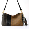 FION Monogram Latte PVC with Leather Crossbody and Shoulder Bag - Black-Brown