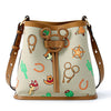 FION Leather-Trimmed Interchargeable Monogram Mickey Mouse Print Bucket Bag - Light Yellow