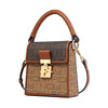 FION Monogram PVC with Leather Top Handle Bag - Brown