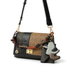 FION Monogram Latte PVC with Leather Crossbody and Shoulder Bag - Black-Brown