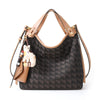 FION Leather-Trimmed Palace Jacquard Hobo Bag - Brown