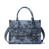 FION Leather-Trimmed Under-The-Sea Jacquard Medium Tote Bag - Blue