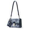 FION Leather-Trimmed Under-The-Sea Jacquard Shoulder Bag - Blue