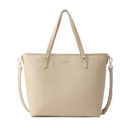 FION Leather Shopper Bag - Beige