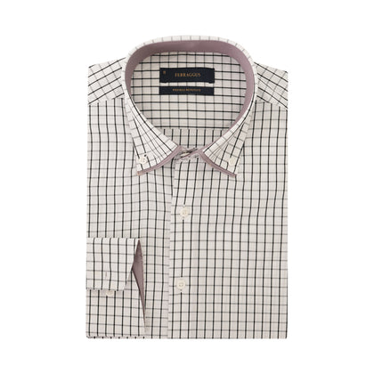 Ferraggus 100% Cotton Wrinkle Resistant Long-Sleeved Shirt - White