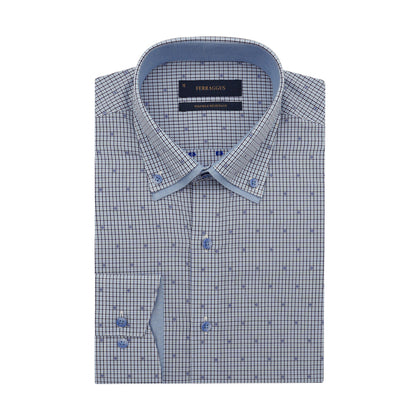 Ferraggus Double Collar Long-Sleeved Shirt - Blue