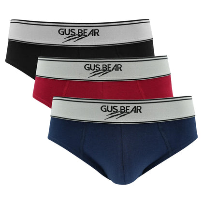 (Bundle of 2) GUS BEAR 100% Cotton Briefs (3-pc pack) - Navy/Red/Black
