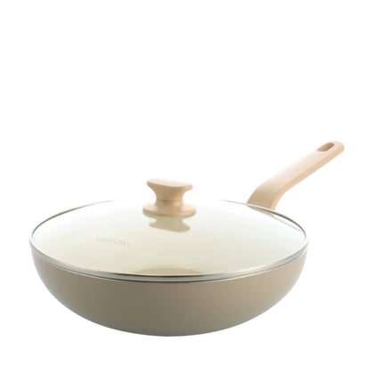 GREENPAN 28cm Essence Taupe Covered Ceramic Wok