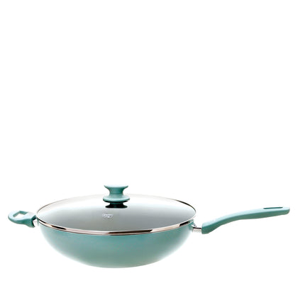 GREENPAN Seaside 32cm Ceramic Wok with Glass Lid