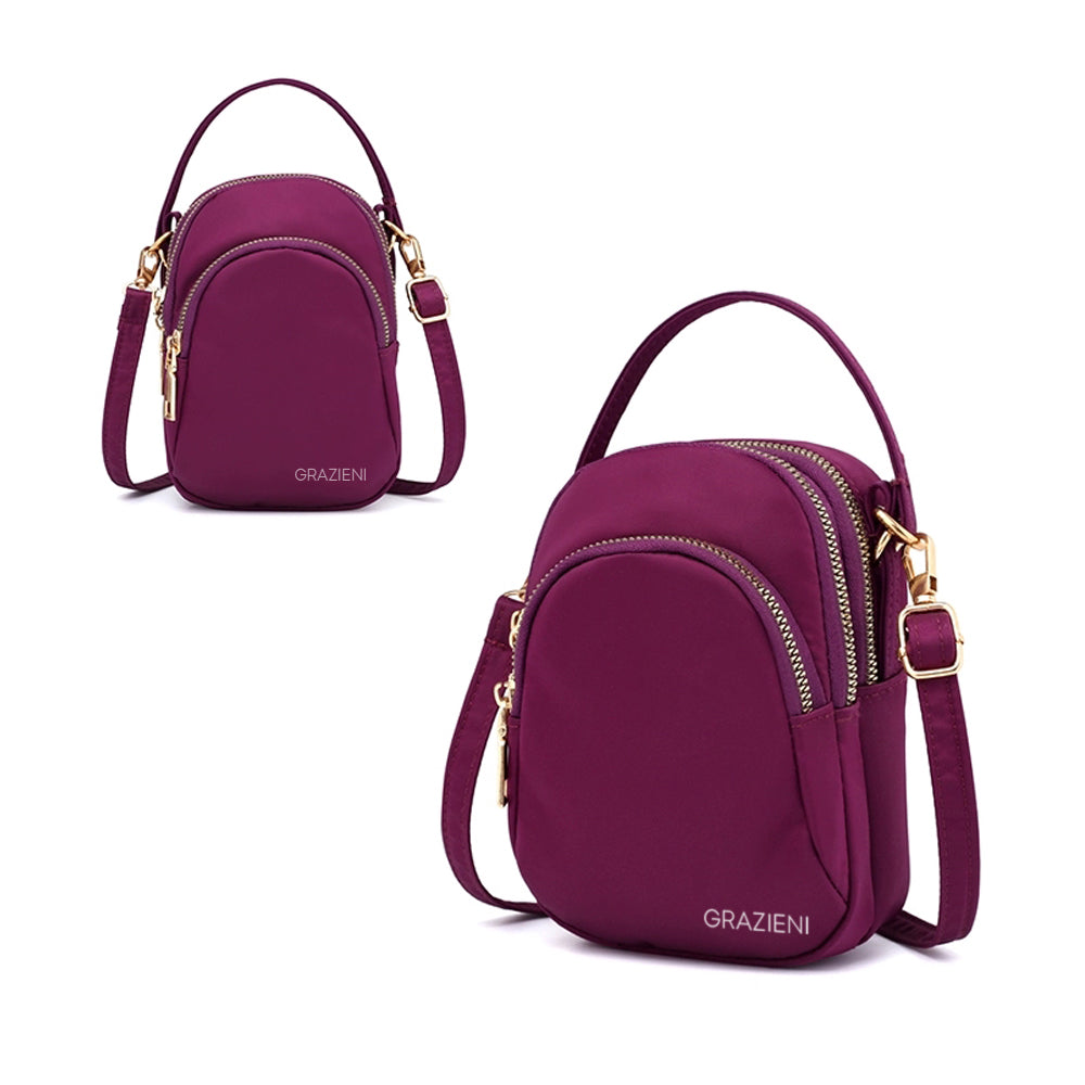 GRAZIENI Nylon Crossbody Sling Bag - Purple