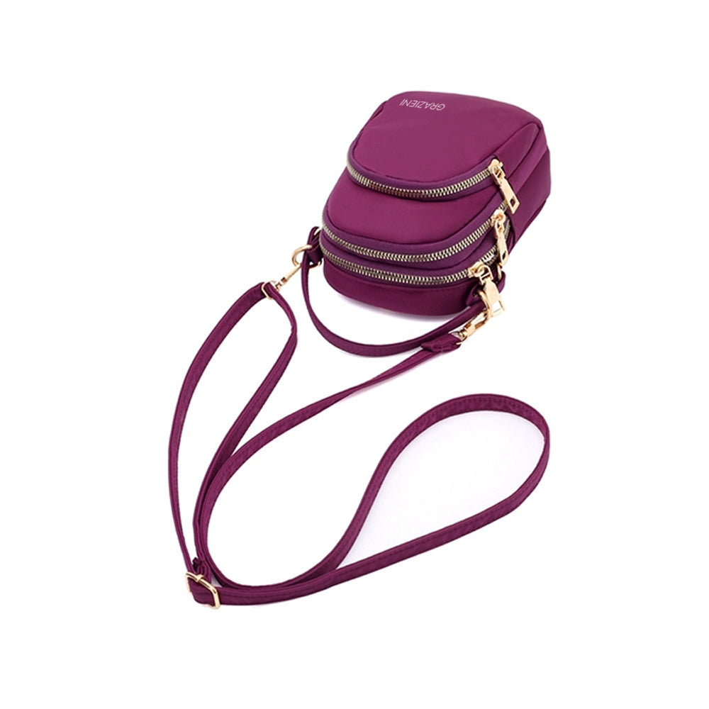 GRAZIENI Nylon Crossbody Sling Bag - Purple