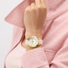 GUESS Ladies 36mm Yellow Gold Case with Pink Silicon Strap - Pink