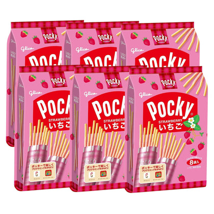 Glico Pocky Biscuit Sticks Carton Sales (6 Bags x 8 Packs) - Strawberry