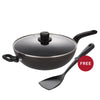 TEFAL Intense Cook 32cm Hard Anodized Wokpan with Lid + Comfort Wok Spatula